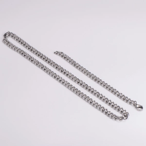Sleek 8mm silver Cuban link necklace for men made of polished stainless steel