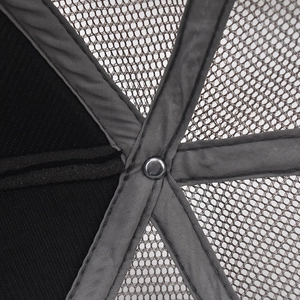 Detailed macro view of the baseball cap inner stitching and breathable mesh design