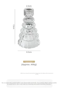 Détail du bougeoir sapin de Noël en verre de 13cm avec des couches transparentes