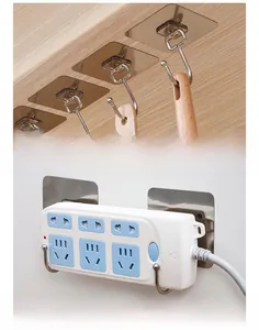 Strong adhesive hook with 180 degree rotation for kitchen utensils and power strips