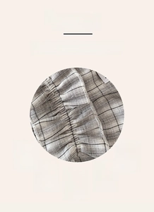 Detail of high-quality cotton plaid fabric with soft texture for Lolita leg warmers