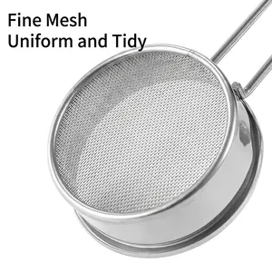 304 stainless steel hand-held flour sifter with fine 40-mesh wire and double handle