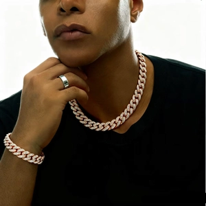 Chaîne Cuban Link Alliage Pavé De Strass Hip Hop Iced Out Bijoux Hommes Femmes Accessoire Streetwear Tendance