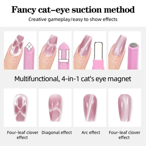 Multi-functional 4-in-1 magnetic nail tool for cat eye polish floral pattern effects