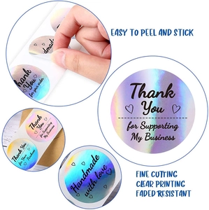 Holographic laser Thank You stickers roll for wedding decoration and business packaging