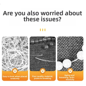 Detailed comparison showing tangled, broken and loose elastic cords in bead jewelry