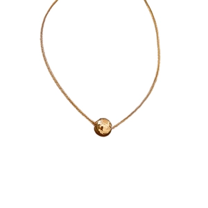 Minimalist 18K gold plated snake chain necklace with a textured gold bead pendant