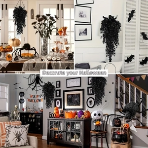 Black artificial hanging vine plant for Halloween front door and indoor home decor