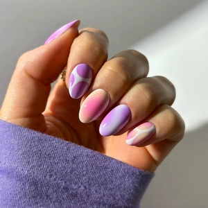 Press On Nails Gradient Smudge Polka Dot Pattern Glossy Short Round Oval ABS Artificial False Finger Nails
