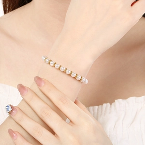 Élégant bracelet de perles françaises avec perles d'espacement en métal doré pour femmes