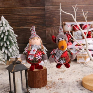Standing Santa gnome and reindeer doll ornaments for Christmas tree holiday decoration