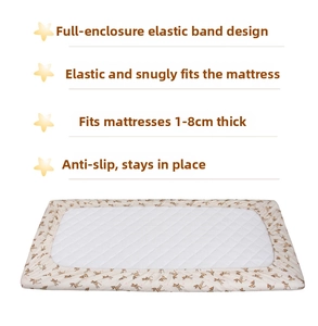 Fitted baby mattress protector with elastic band for 1-8cm thickness and deer print