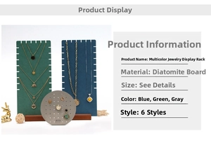 Detail of colorful diatomite jewelry display stands for necklaces and earrings
