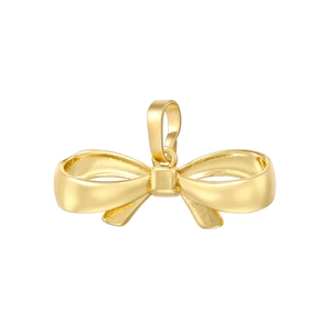 Elegant gold bow pendant with cubic zirconia and geometric mama letter design