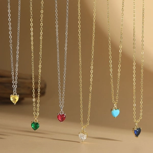 Elegant Heart Zirconia Pendant Necklace For Women Minimalist Copper Gold Silver Plated Love Heart Clavicle Chain Jewelry Gift