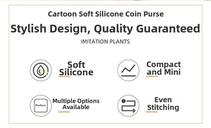 Detail view of mini silicone coin purse showing soft material and neat stitching quality
