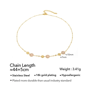 18K gold plated stainless steel chain necklace with minimalist summer daisy flower pendants