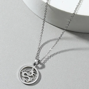 Minimalist Titanium Steel Hollow Dragon Pendant Necklace Polished Chinese Dragon Totem Necklace For Men Women Jewelry