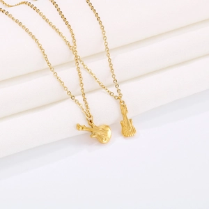Collier Pendentif Instrument De Musique Guitare Violon Acier Inoxydable Poli Bijoux De Mode Style Minimaliste Pour Amateurs De Musique