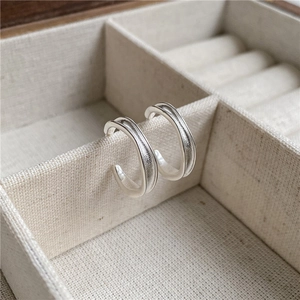 Orecchini a Cerchio a C Ondulati in Argento Sterling 925 per Donna Vintage Lucidato Minimalista Moda Coreana Gioielli Ipoallergenici