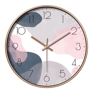 10-inch minimalist wall clock with golden metal frame and abstract art dial for living room