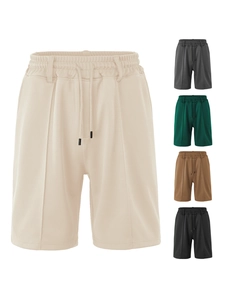 Detail view of quick-dry mesh fabric shorts with drawstring waist in five casual colors