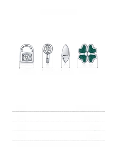 Detail view of S925 sterling silver four-leaf clover and key lock earring set with green enamel