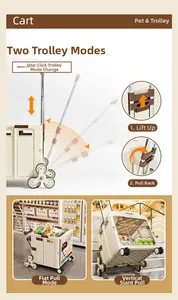 Chariot de transport pliable pour animaux avec roues d'escalier et poignée réglable