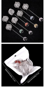 Multiple crystal tree of life tea infusers with size measurements in retail bags
