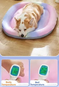 Infrared temperature test of rainbow pet cooling bed showing 17.5 degree reduction