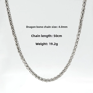 Detail view of 4.0mm silver titanium steel box chain necklace with size specifications