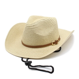 Chapeau De Cow-Boy En Paille Tissée Large Bord Protection Solaire Respirant Pour Hommes Femmes Plage Extérieur Été