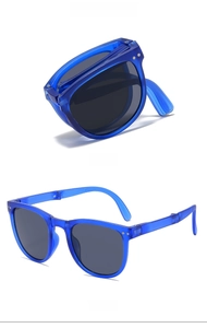 Lunettes de soleil bleues pliables pour enfants avec verres gris en deux positions