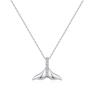 Collana a coda di sirena in argento sterling S925 lucido con accenti in zircone
