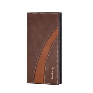 Baellerry men's long business wallet with RFID blocking in brown textured leather