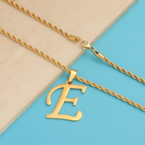 Minimalist Stainless Steel English Letter Pendant Twist Chain Necklace Gold Initial Clavicle Chain Jewelry
