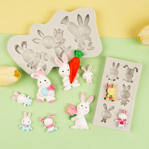 3D rabbit silicone molds for DIY mousse cakes and desserts with various bunny shapes