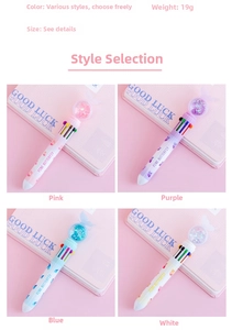 Detail view of 10-color butterfly retractable pens in four pastel gradient styles