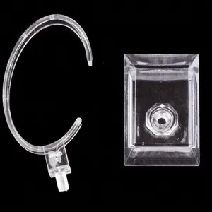 Transparent acrylic watch stand with detachable C-ring for jewelry display on black background