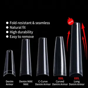 Professional Extra Long Coffin Nail Tips ABS Plastic Seamless Clear Natural French False Nails For Manicure Extension