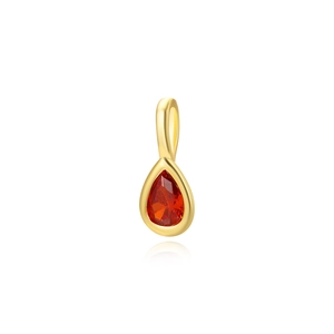 18k gold plated teardrop pendant with red zircon stone for DIY jewelry making