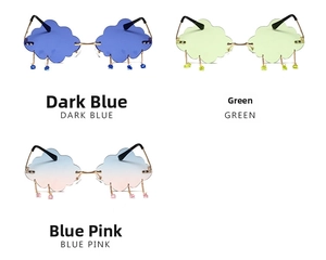 Lunettes de soleil nuage sans monture avec branches en métal et perles gouttes