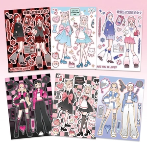 6pcs Y2K subculture anime girl aesthetic stickers for scrapbooking and phone cases