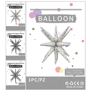 Ballon étoile explosion en aluminium 22 pouces pour décoration de fête d'anniversaire