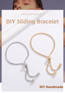 Adjustable copper snake chain DIY bracelets in gold and silver with sliding bead closure