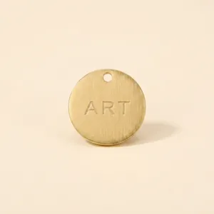 Round Stainless Steel Pendant Charm Mirror Polished Gold Plated Engraved ART For Life DIY Jewelry Making Finding