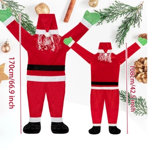 Velvet Santa Claus climbing wall decoration in 170cm and 108cm sizes with festive accents