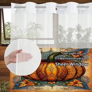 Tenda da doccia Halloween con doppi anelli metallici e stampa di zucche decorative