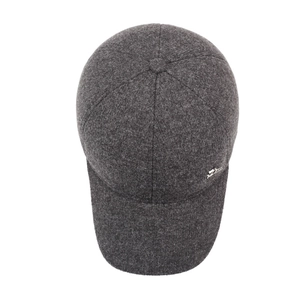 Men's dark grey wool baseball cap with ear flaps for winter outdoor warmth and comfort