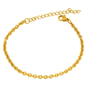 Minimalist 18K gold plated stainless steel O-chain bracelet with lobster clasp and extender